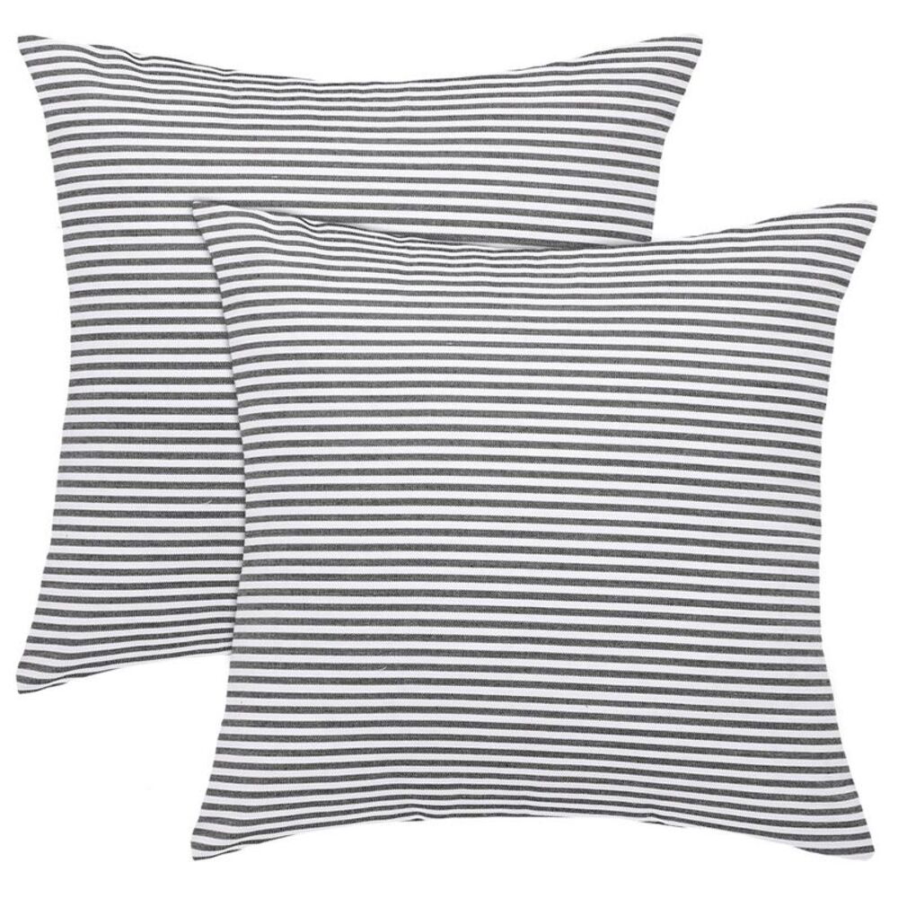 2pcs Striped Lumbar Throw Pillow Cover Decorative Cushion Covers Black and White